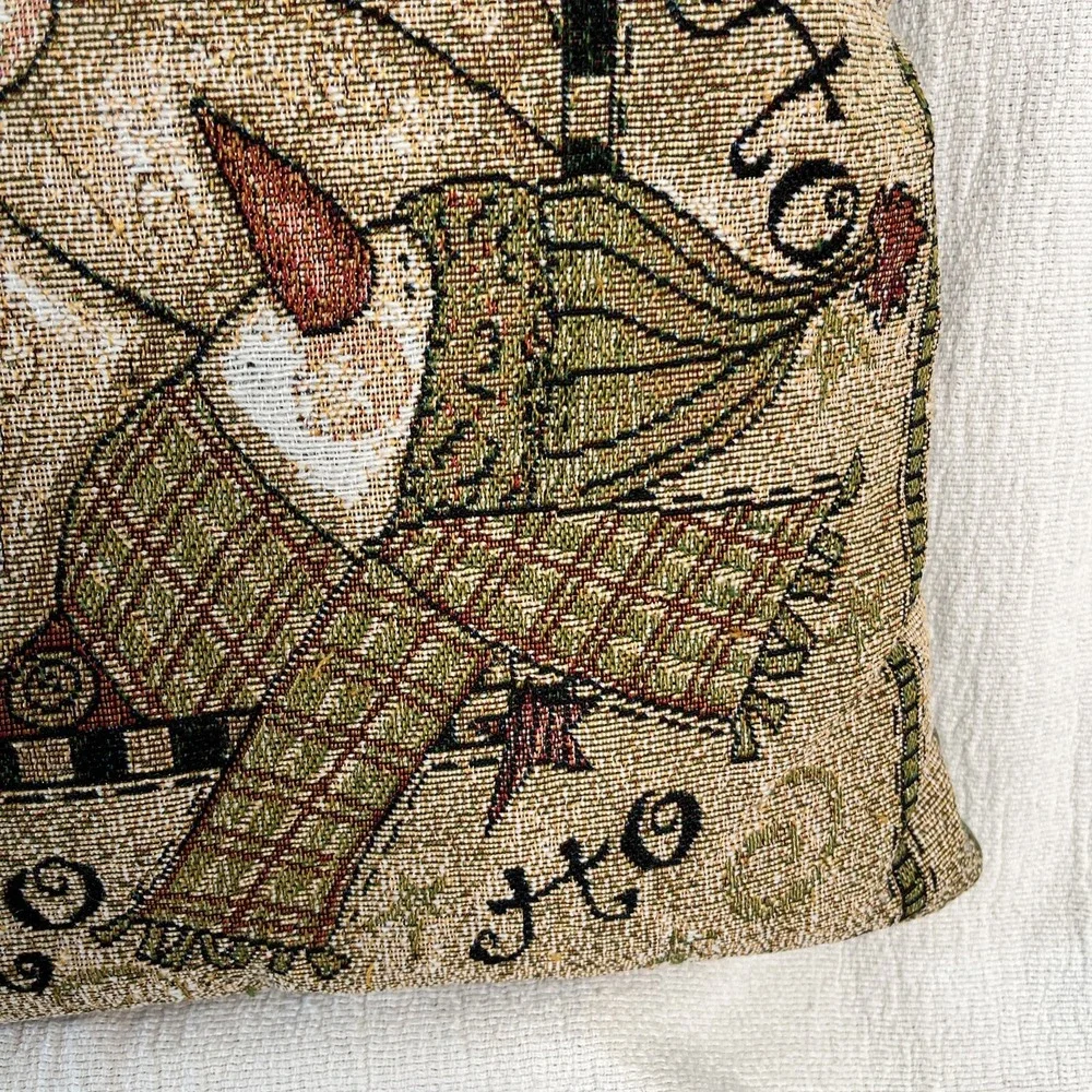 Pat Yuille Christmas 2 Pillows Tapestry Needlepoint Granny Cottage Core Vintage